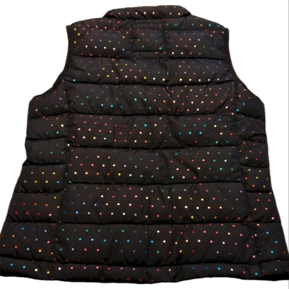 GAP navy bubble vest with rainbow polka dots size L